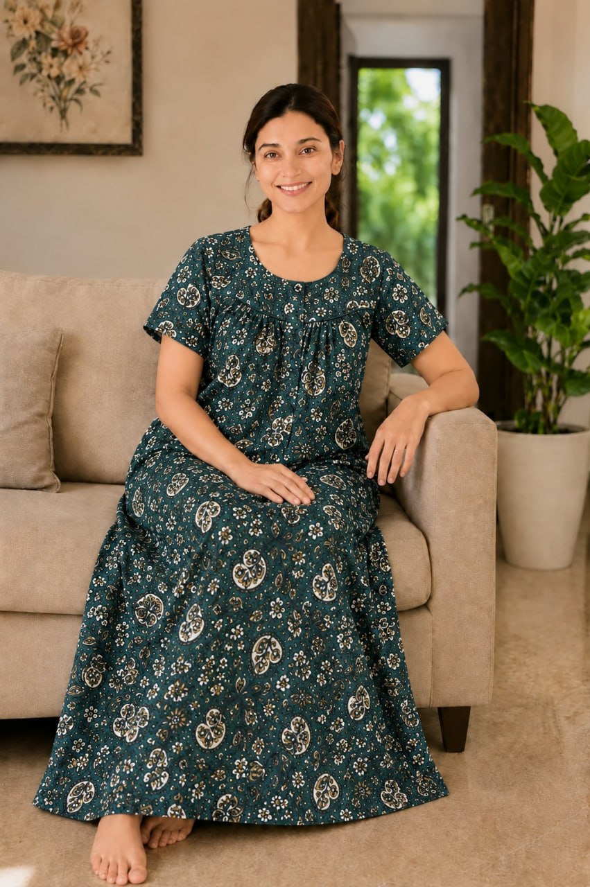 AASHP 212 Height Peacock Pleats Zip Nighty BP HP CPS