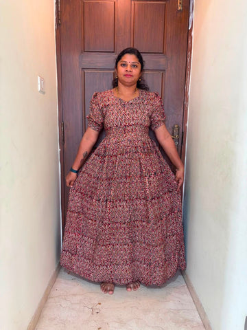 MFS 291 Peacock Height Kalamkari maxi frock YY1 YY2