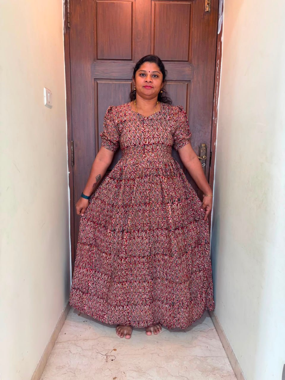 MFS 291 Peacock Height Kalamkari maxi frock YY1 YY2