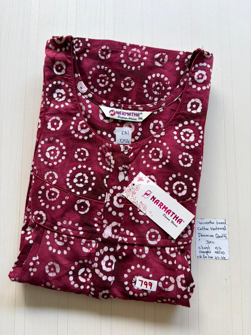 DNS 061 Height Narmatha Pleats Zip Nighty