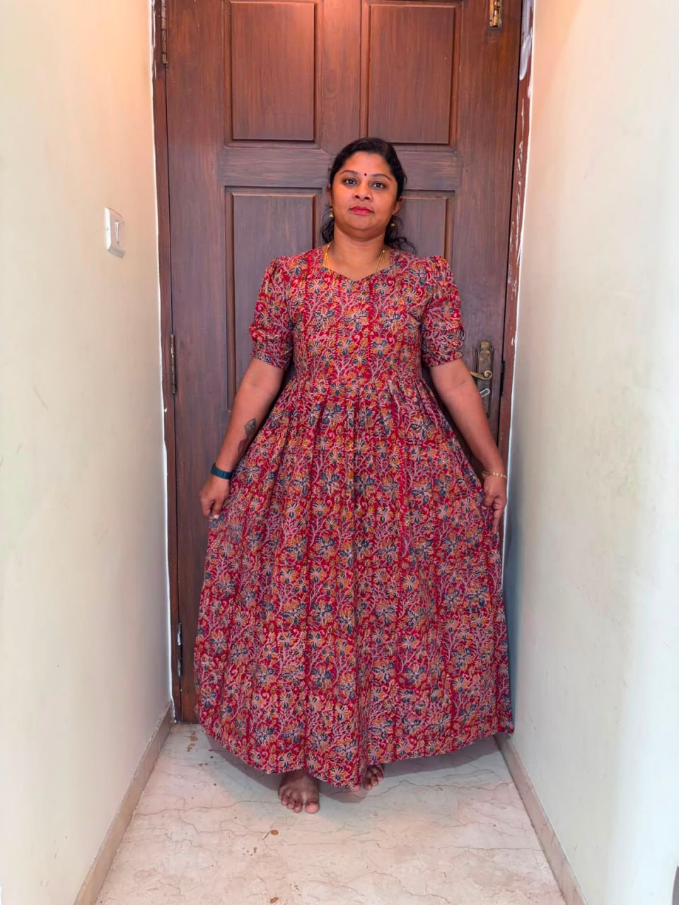 MFS 290 Peacock Height Kalamkari maxi frock YY1 YY2