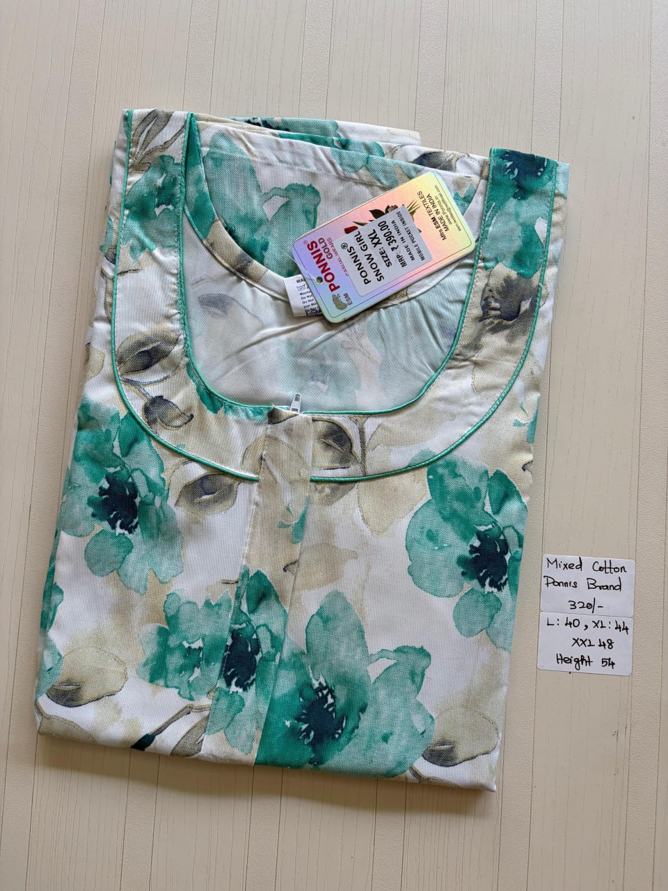 MCS 073 Ponni's Mixed Cotton Zip Nighty