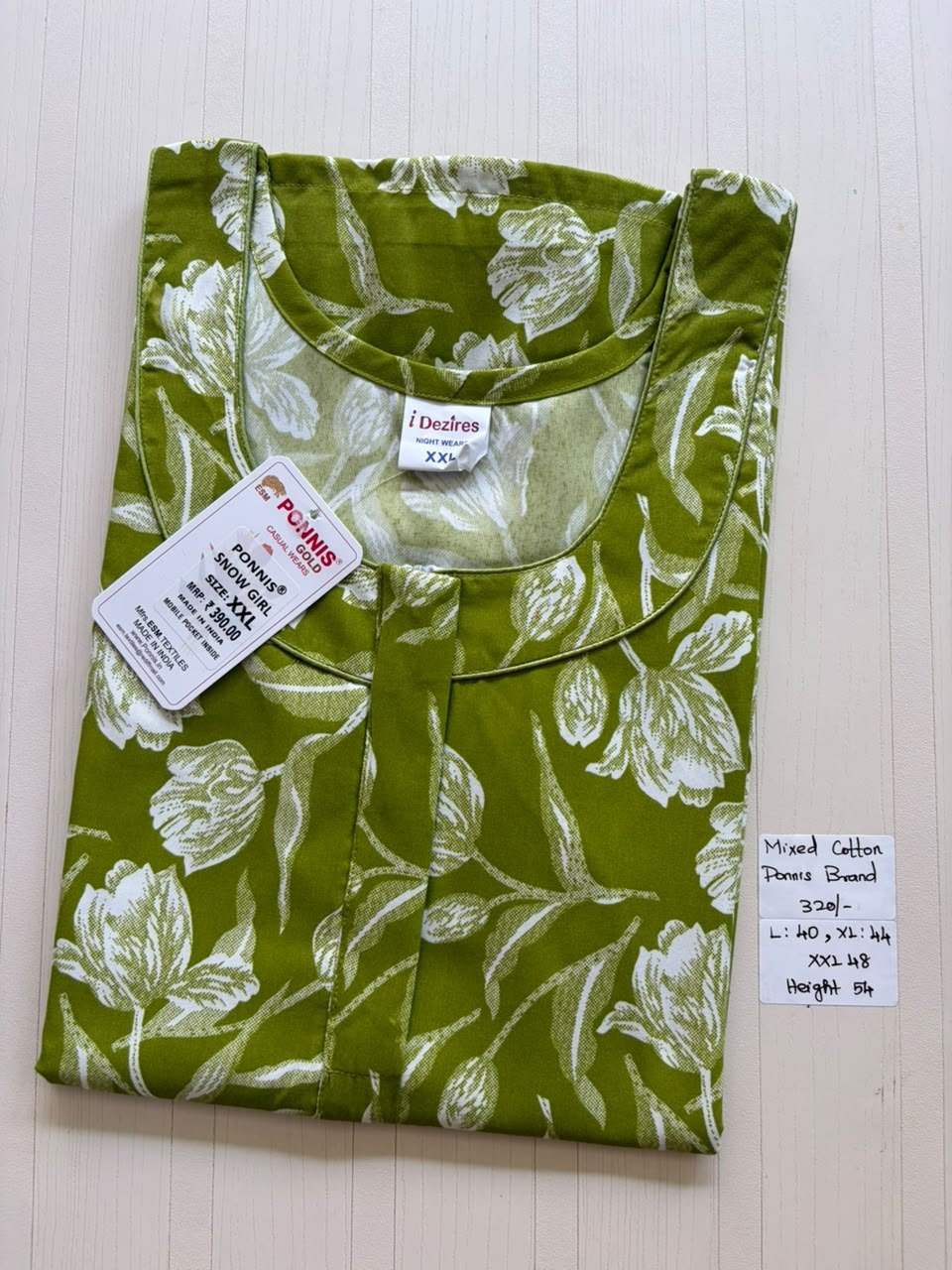 MCS 042 Ponni's Mixed Cotton Zip Nighty