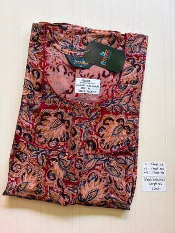 MKS033 Block Kalamkari peacock Pleats zip BP HEIGHT 56'