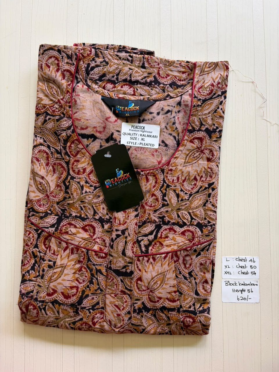 MKS040 Block Kalamkari peacock Pleats zip BP HEIGHT 56'