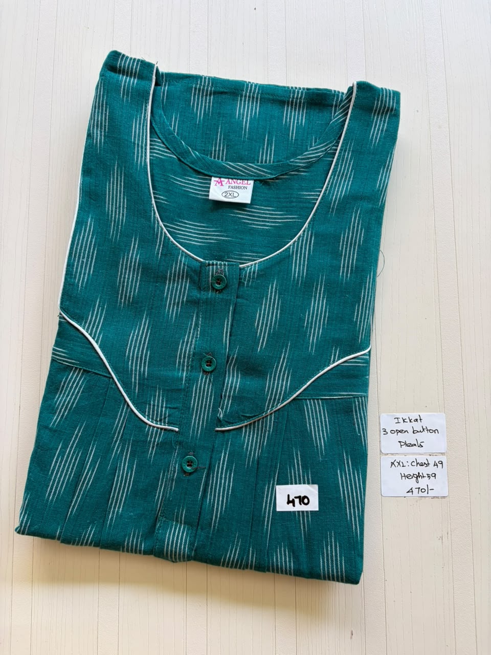 AASHP 237 Height Peacock Pleats Kalamkari Nighty BP DPS