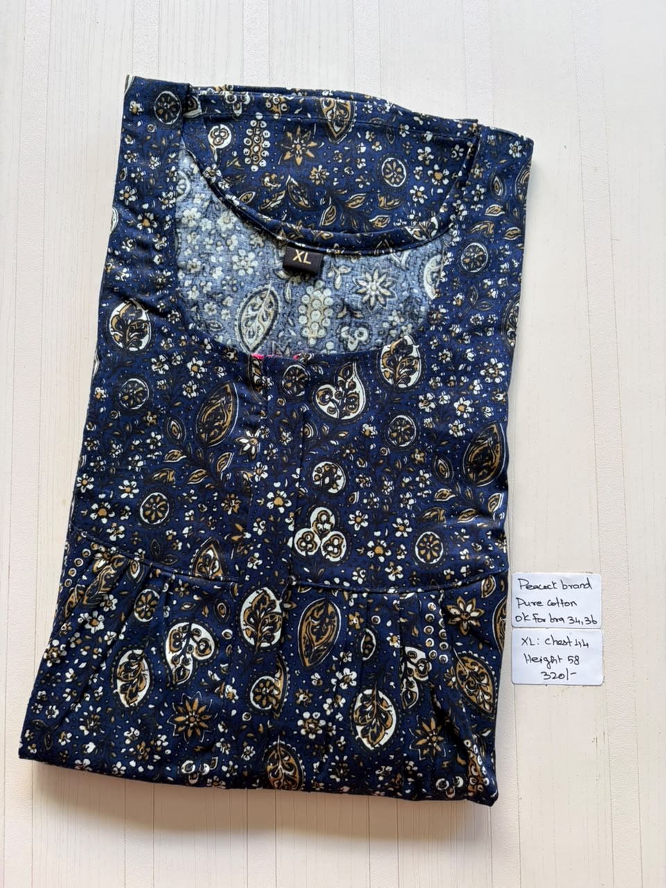 AASHP 182 Height Peacock Pleats Zip Nighty BP HP CPS