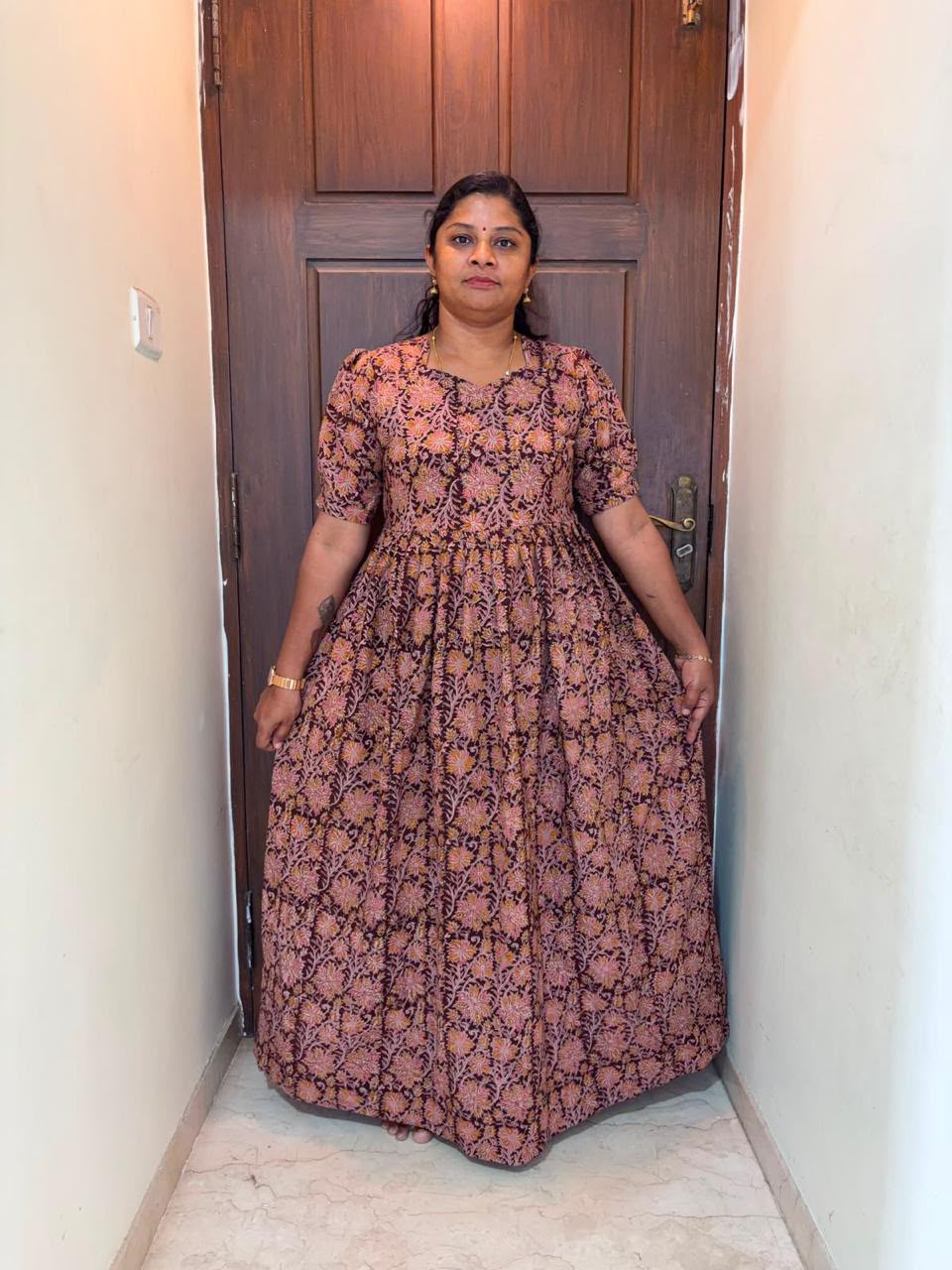 MFS 488 Peacock Height Kalamkari maxi frock YY1 YY2