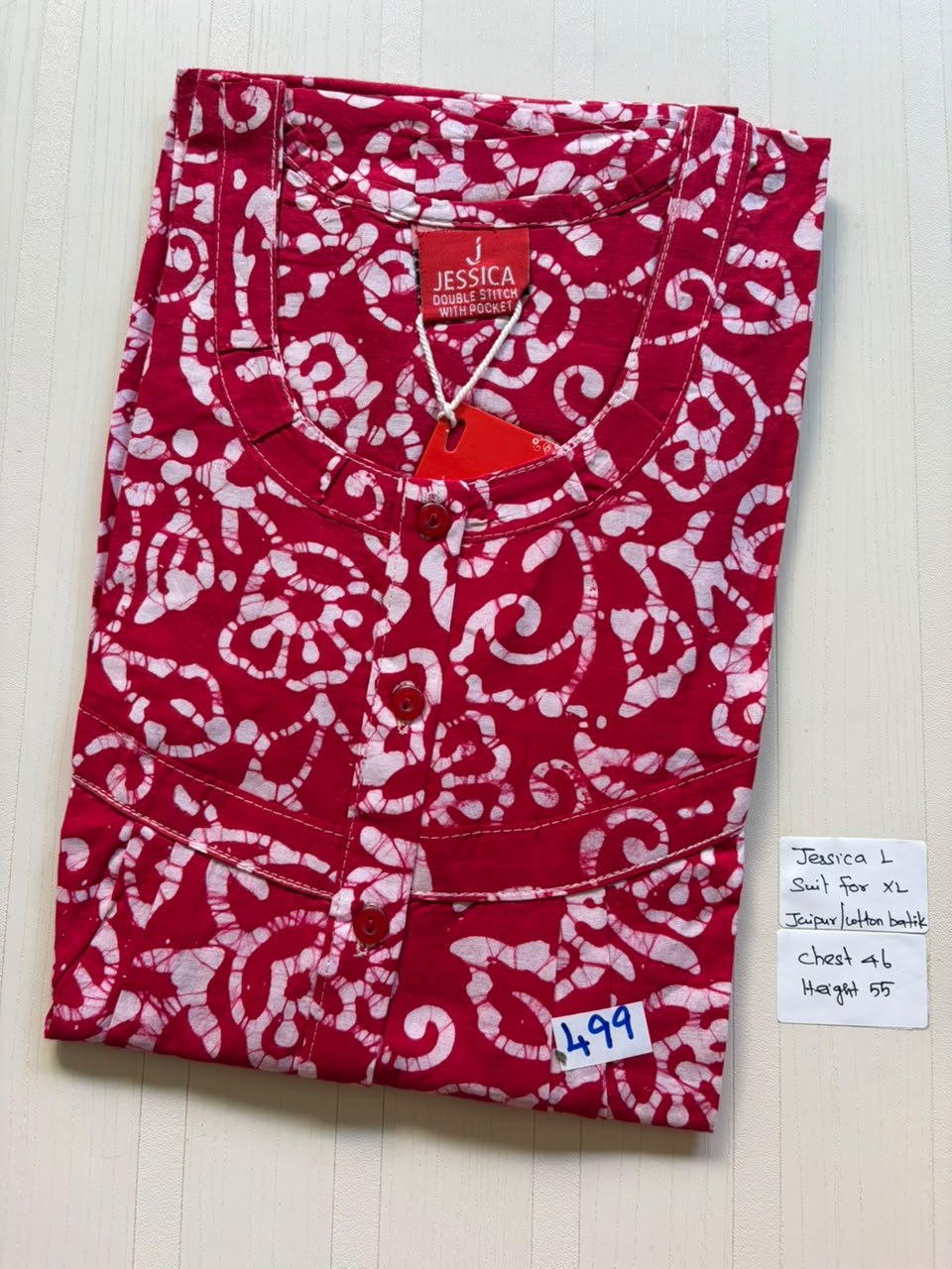 BJS 1109 Jessica Pleats Batik Nighty 550