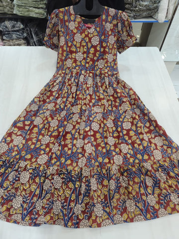 MFS 384 Peacock Kalamkari Maxi Frock YY1