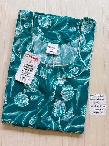 MCS 040 Ponni's Mixed Cotton Zip Nighty
