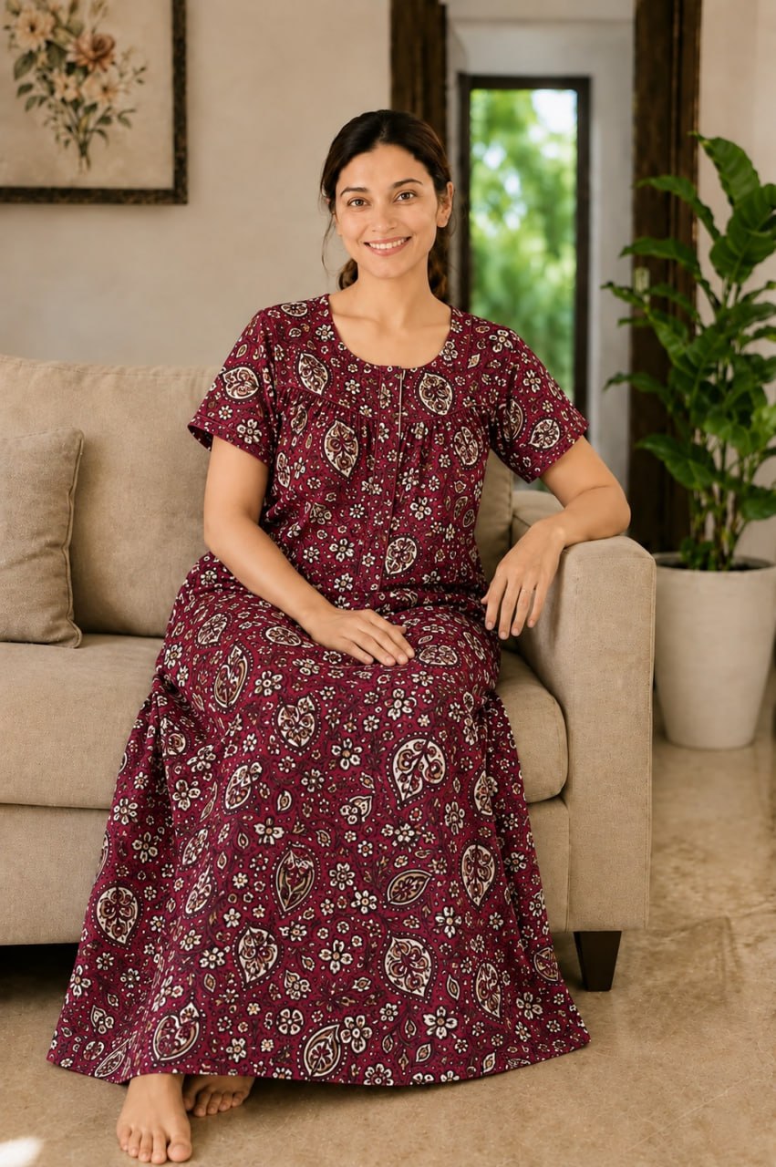 AASHP 211 Height Peacock Pleats Zip Nighty BP HP CPS