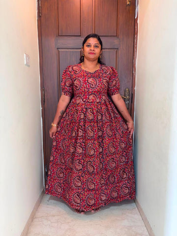 MFS 282 Peacock Height Kalamkari maxi frock YY1 YY2