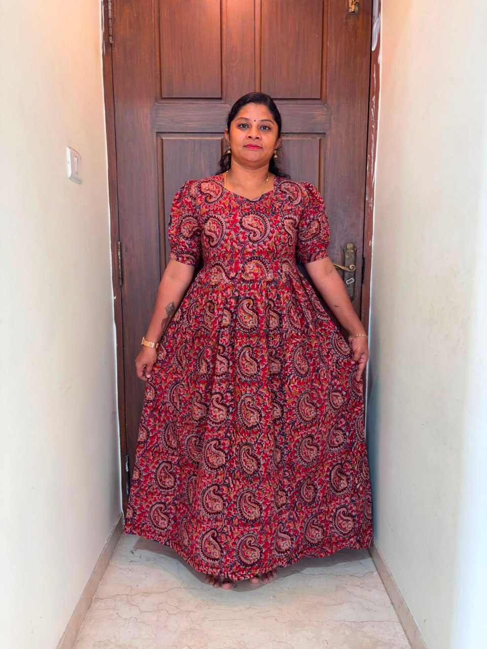 MFS 282 Peacock Height Kalamkari maxi frock YY1 YY2