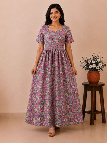 MFS 418 Peacock Feeding maxi frock YY1