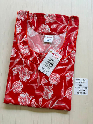MCS 041 Ponni's Mixed Cotton Zip Nighty