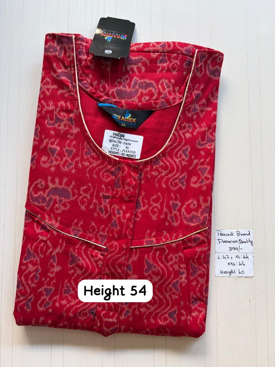 AAS5254 Peacock pleats Zip premium quality BP DD CPS DPS Height 54