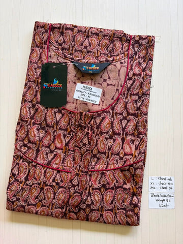 MKS038 Block Kalamkari peacock Pleats zip BP HEIGHT 56'