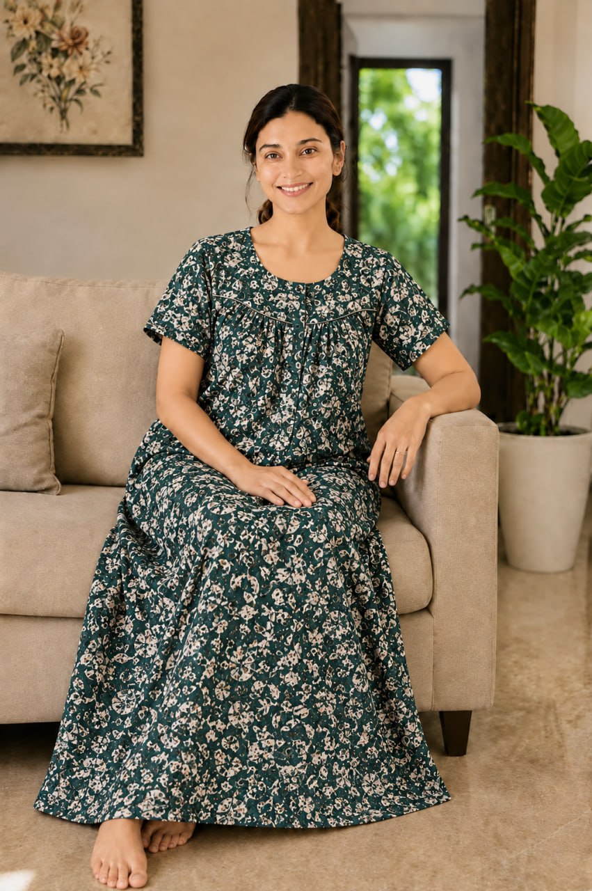 AASHP 209 Height Peacock Pleats Zip Nighty BP HP CPS
