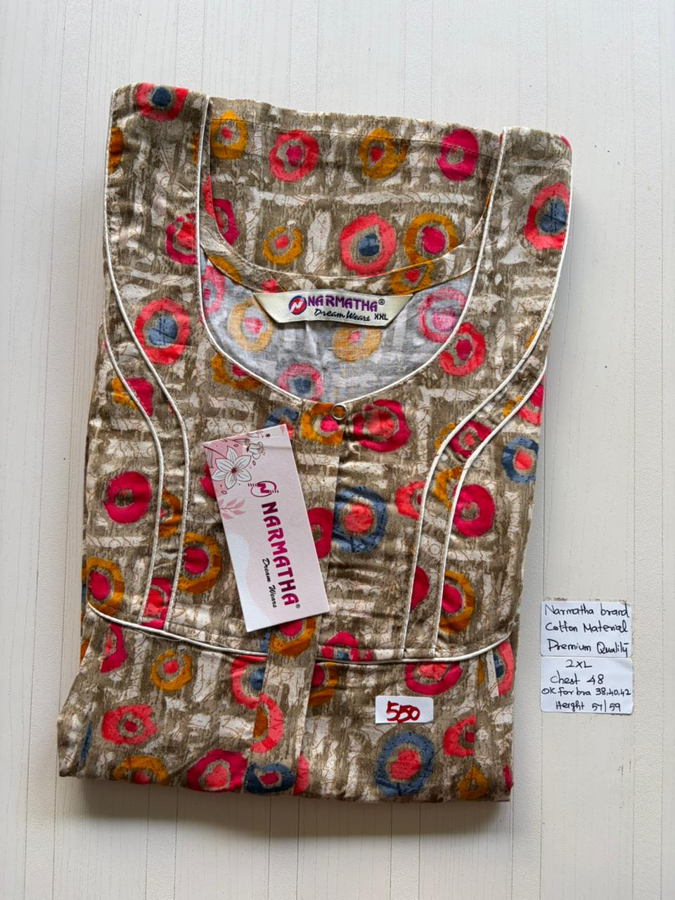 CNS 015 Height Narmatha Pleats Zip Nighty