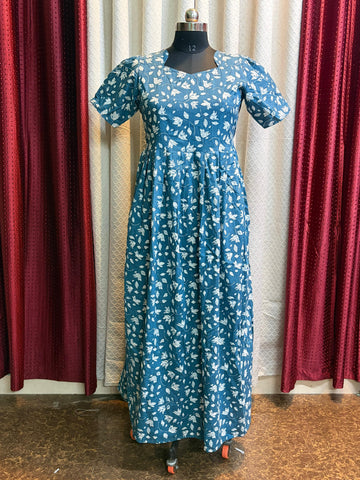 Blue Floral Print Dress