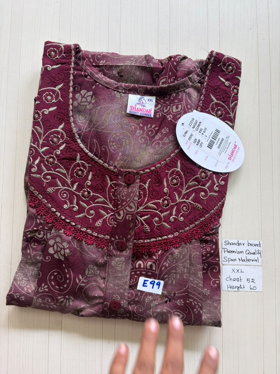 DSS129 Height Shandar Spun Nighty