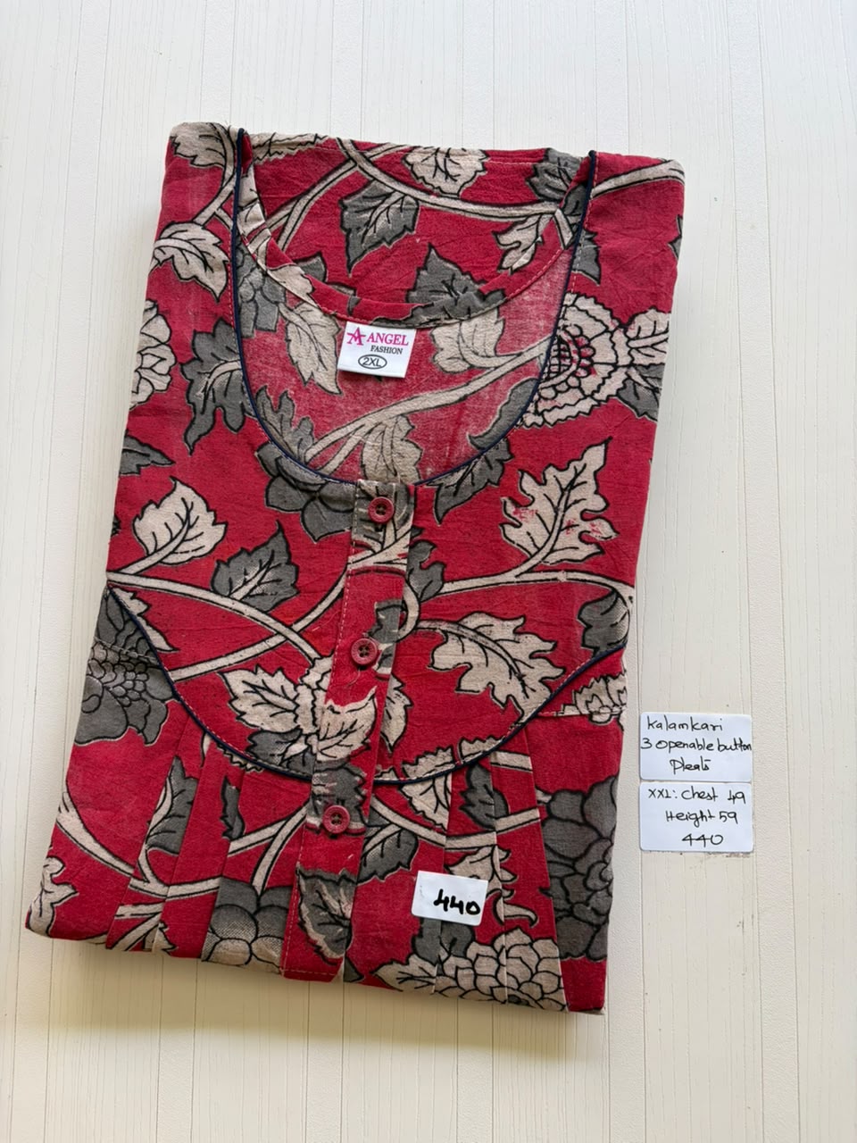 AASHP 229 Height Peacock Pleats Kalamkari Nighty BP DPS