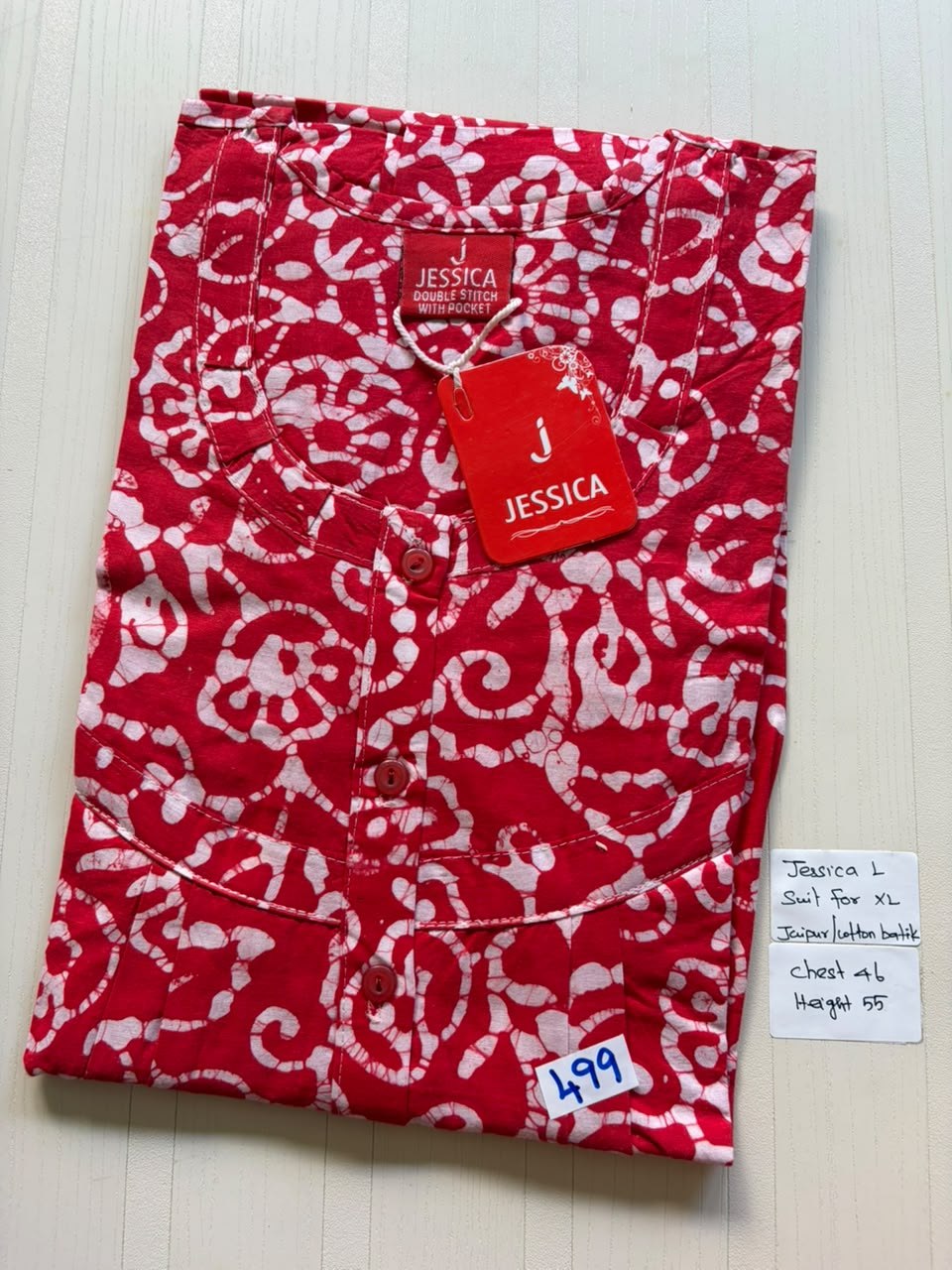 BJS 1105 Jessica Pleats Batik Nighty 550