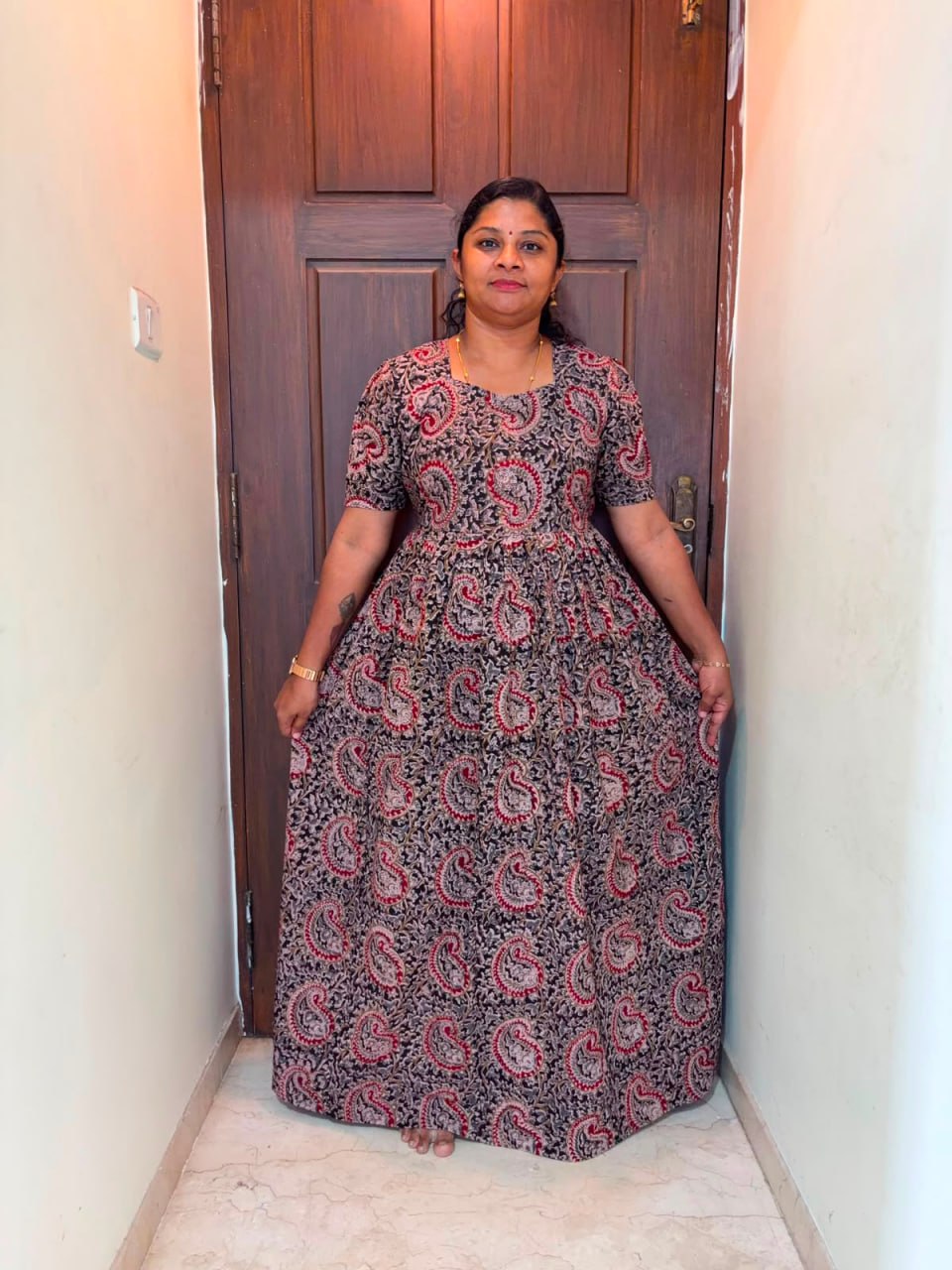 MFS 299 Peacock Height Kalamkari maxi frock YY1 YY2
