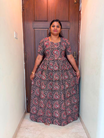 MFS 299 Peacock Height Kalamkari maxi frock YY1 YY2