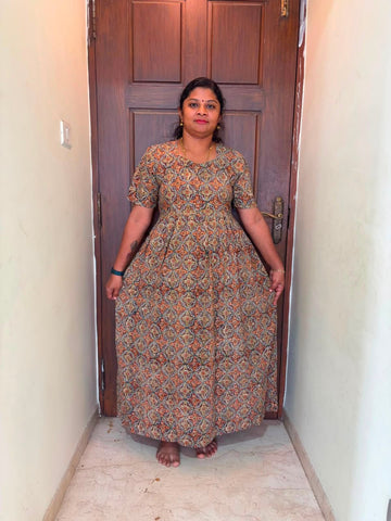 MFS 304 Peacock Height Kalamkari maxi frock YY1 YY2