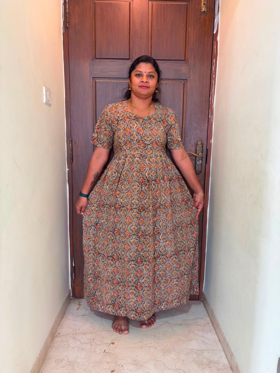 MFS 304 Peacock Height Kalamkari maxi frock YY1 YY2