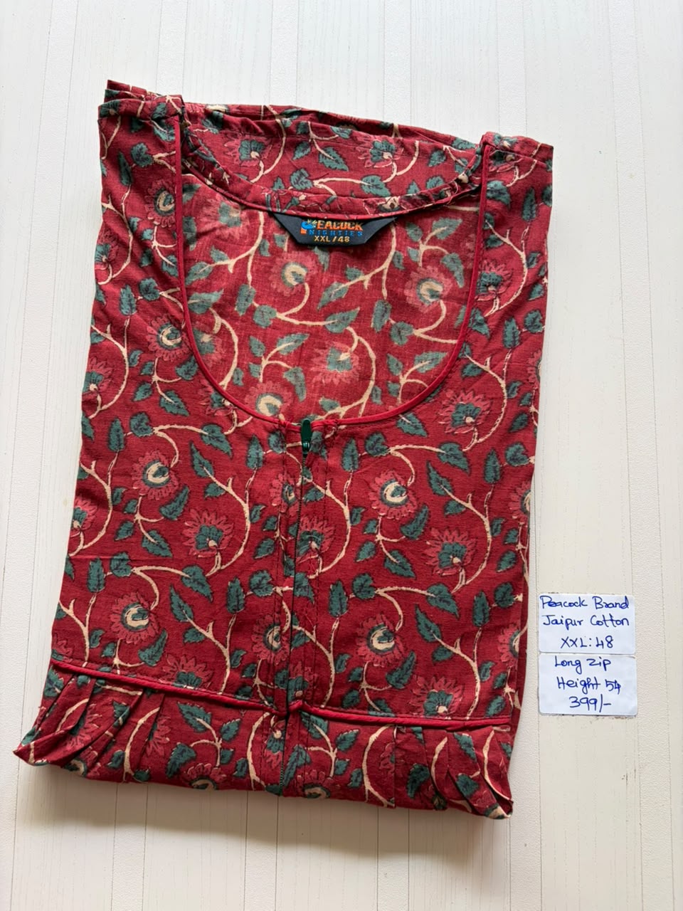 AASBP 428 Peacock Pleats Long Zip Nighty BP DPS