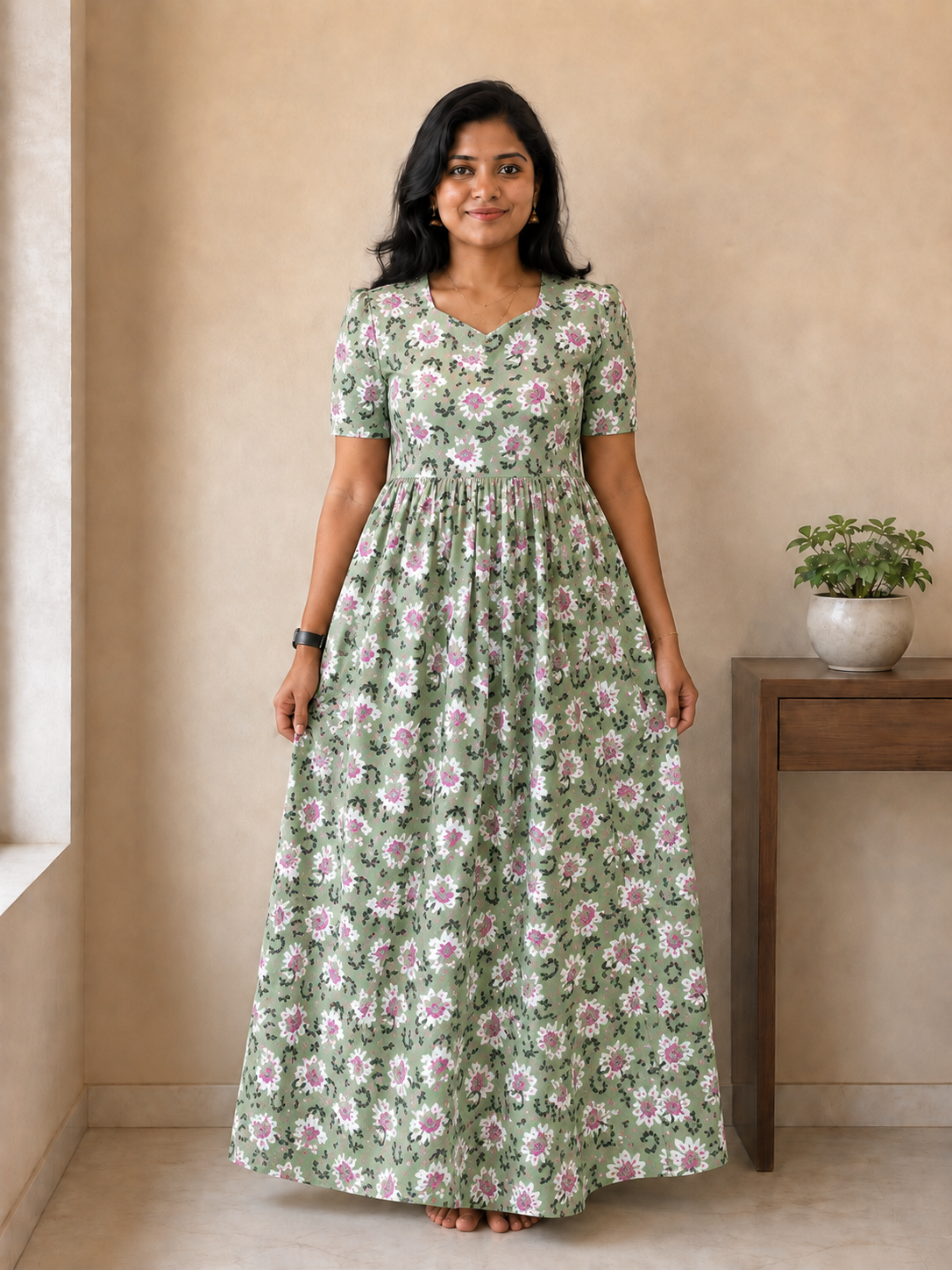 MFS 257 Peacock maxi frock YY1