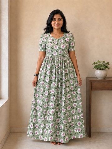 MFS 257 Peacock maxi frock YY1