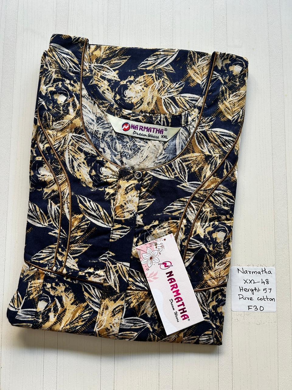 CNS043 Narmatha Pleats Zip Nighty