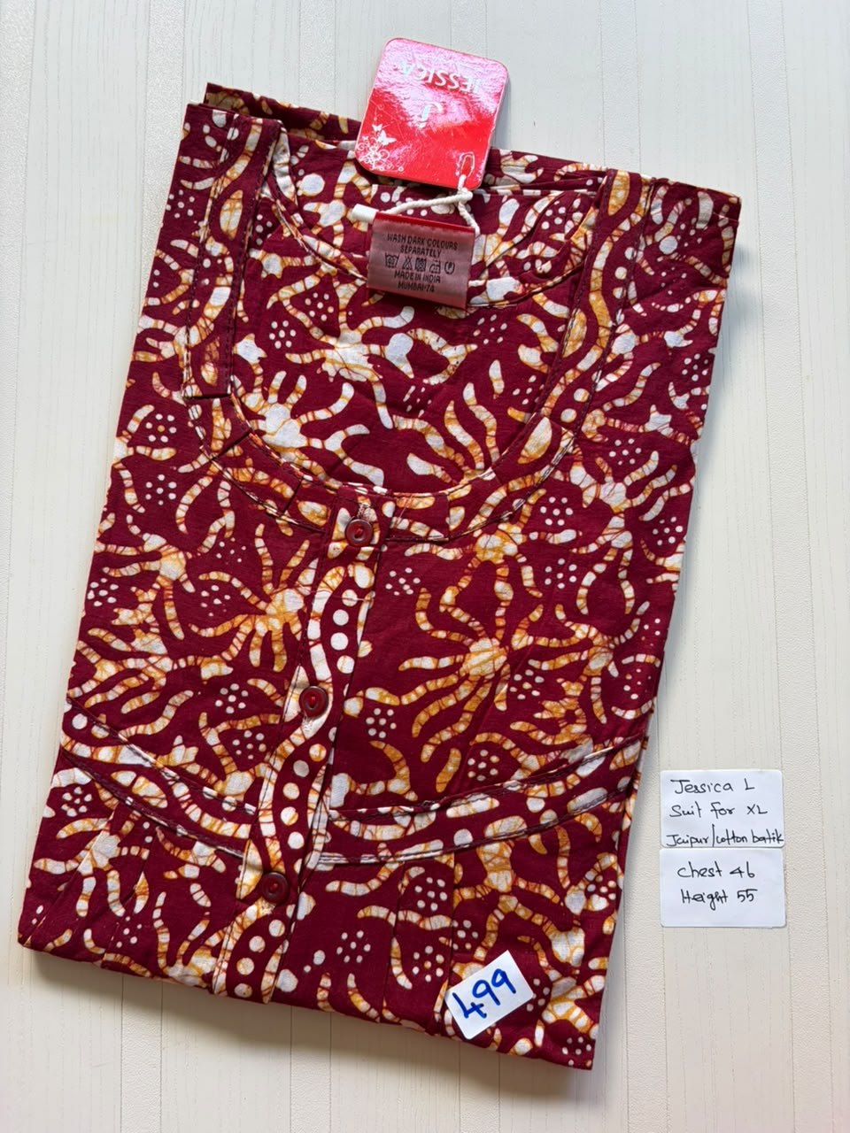 BJS 1122 Jessica Pleats Batik Nighty 550