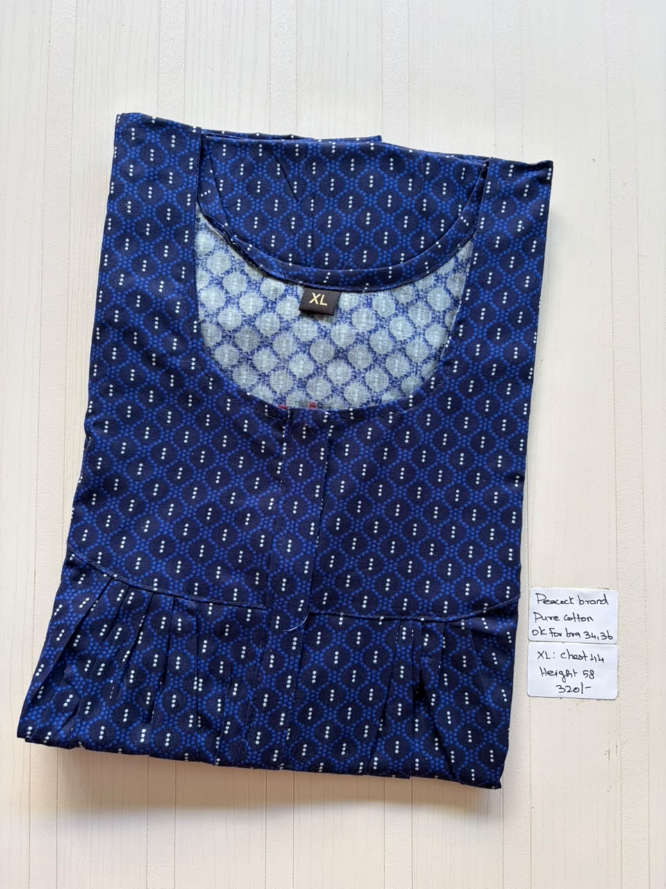AASHP 192 Height Peacock Pleats Zip Nighty BP HP CPS