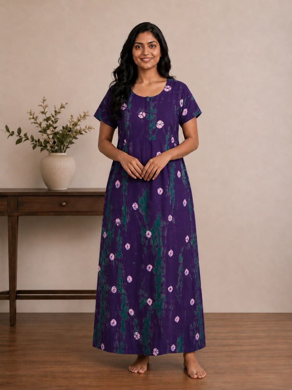 AASBP 100 Peacock Pleats Zip Nighty BP CPS