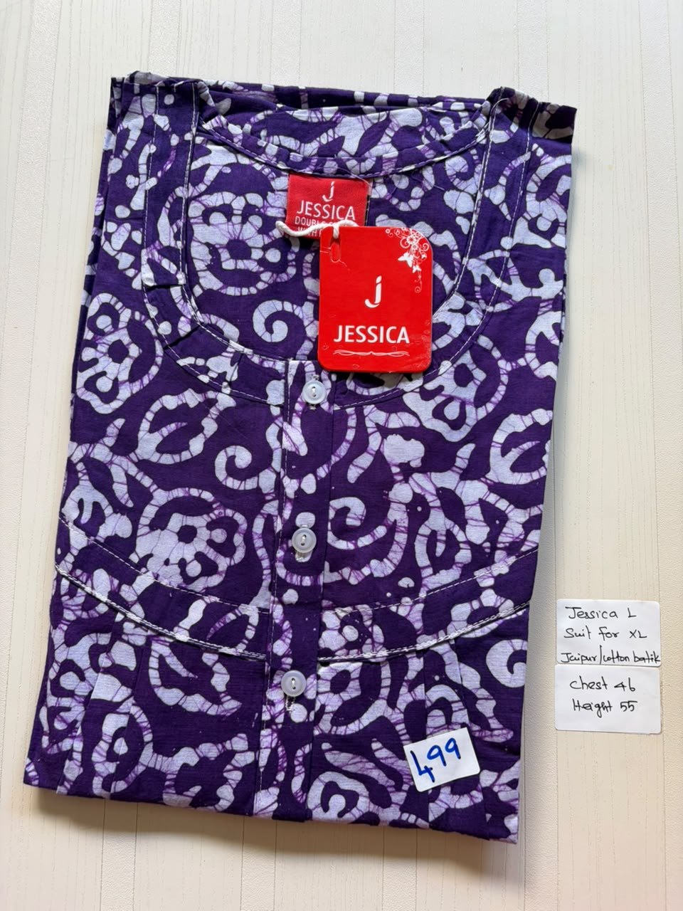 BJS 1114 Jessica Pleats Batik Nighty 550