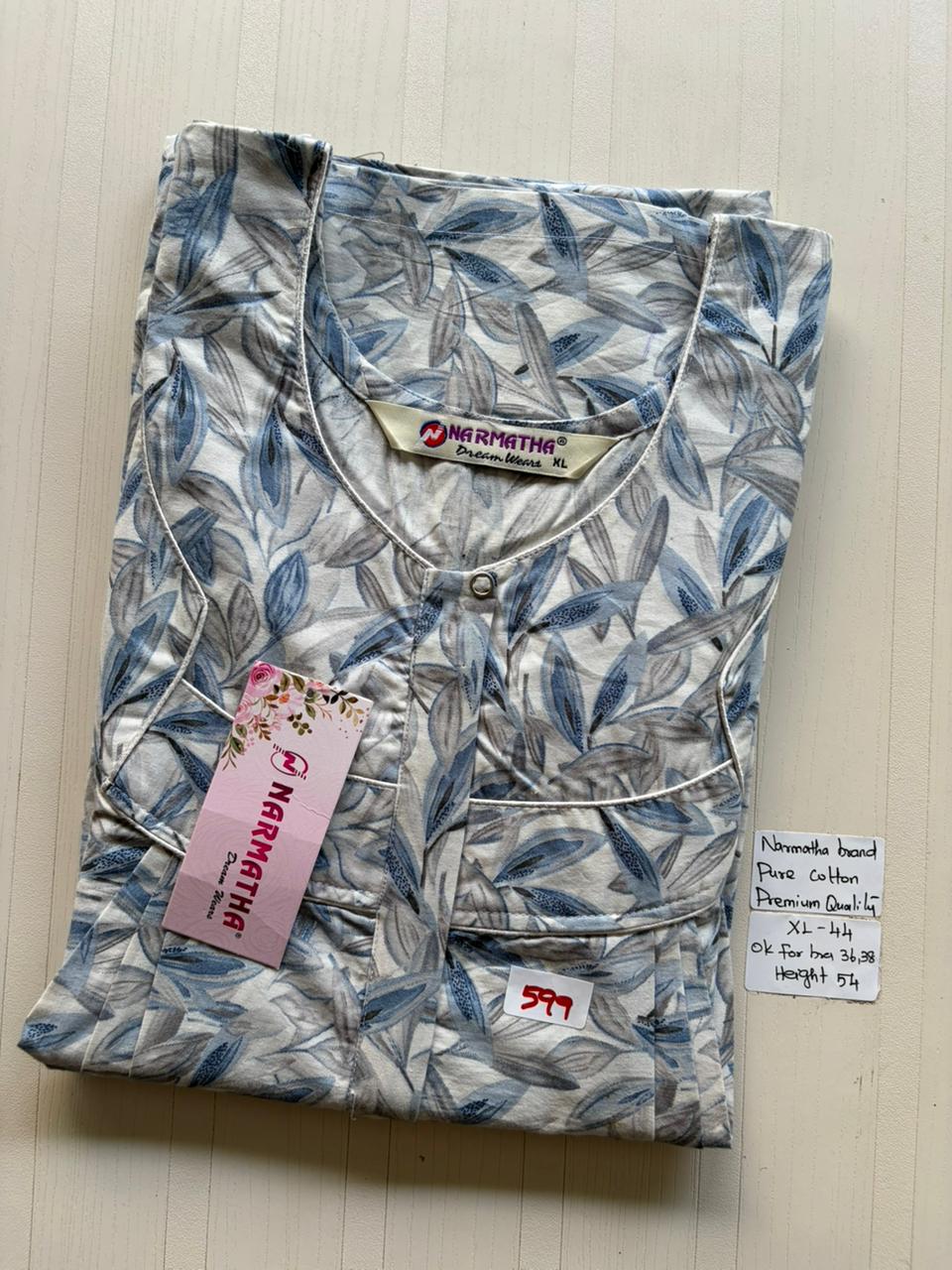 BNS 505 Narmatha Pleats Zip Nighty