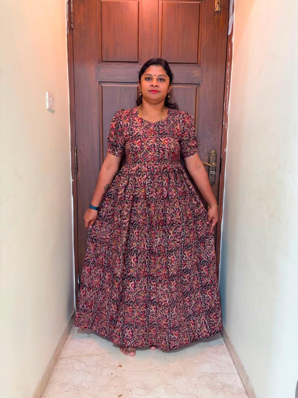 MFS 289 Peacock Height Kalamkari maxi frock YY1 YY2