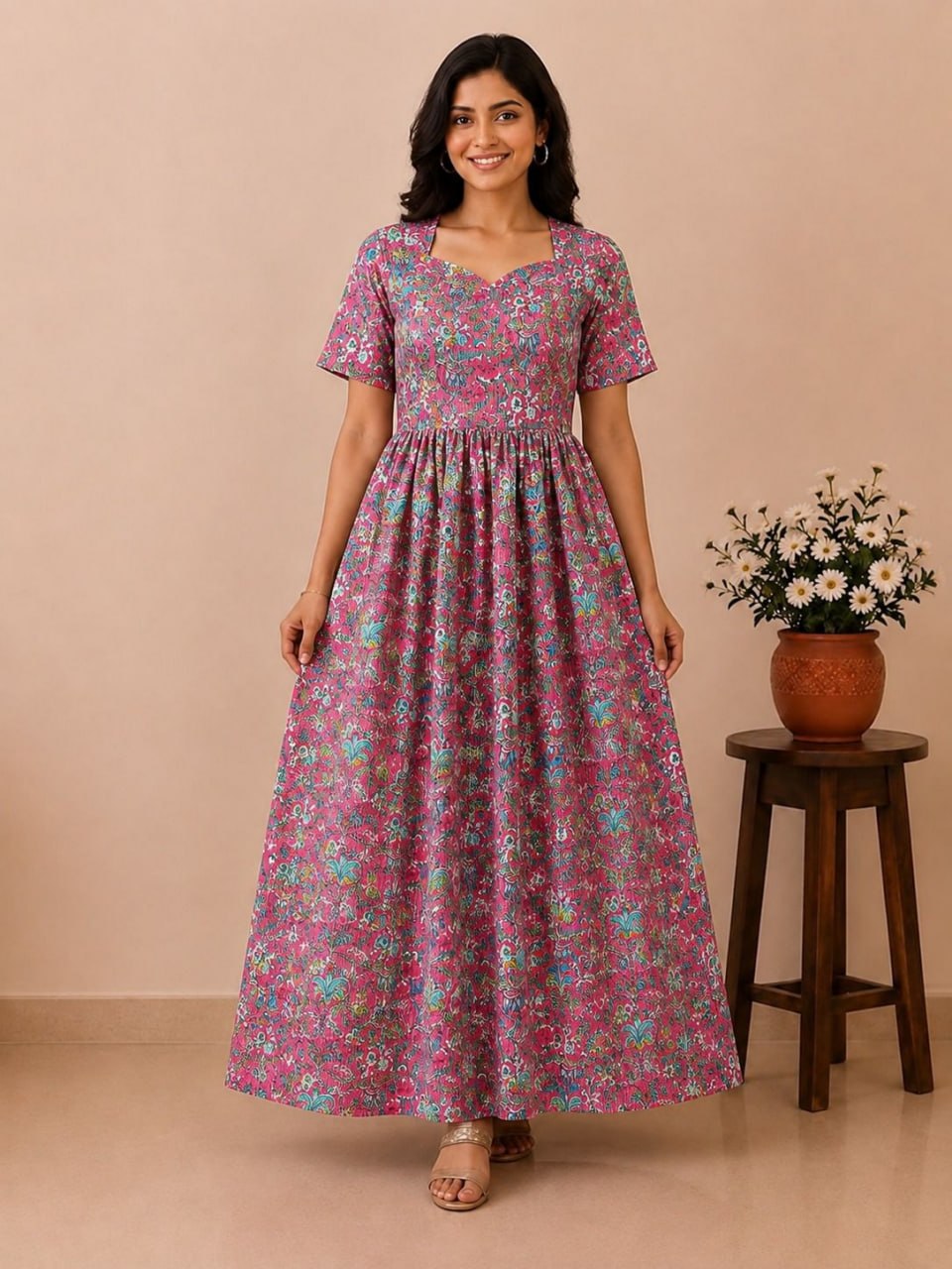 MFS 420 Peacock Feeding maxi frock YY1