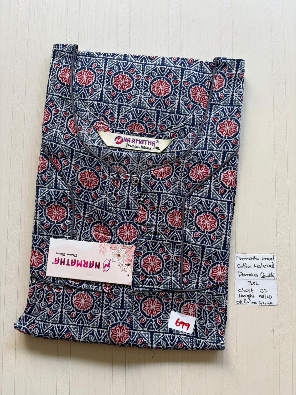 DNS 030 Height Narmatha Pleats Zip Nighty
