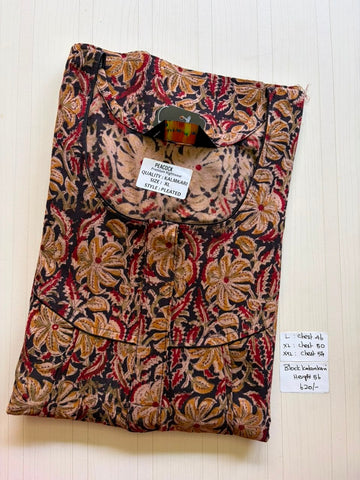 MKS037 Block Kalamkari peacock Pleats zip BP HEIGHT 56'