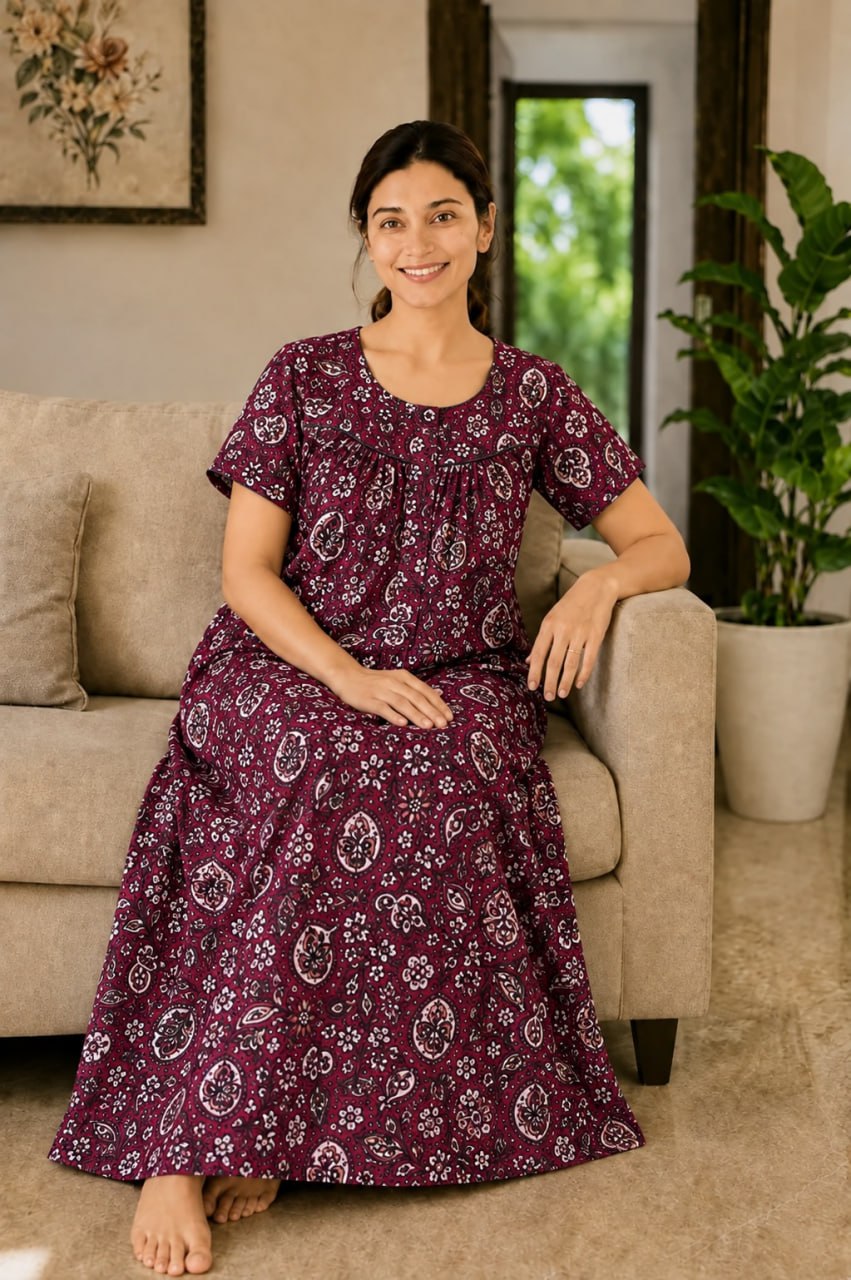 AASHP 210 Height Peacock Pleats Zip Nighty BP HP CPS