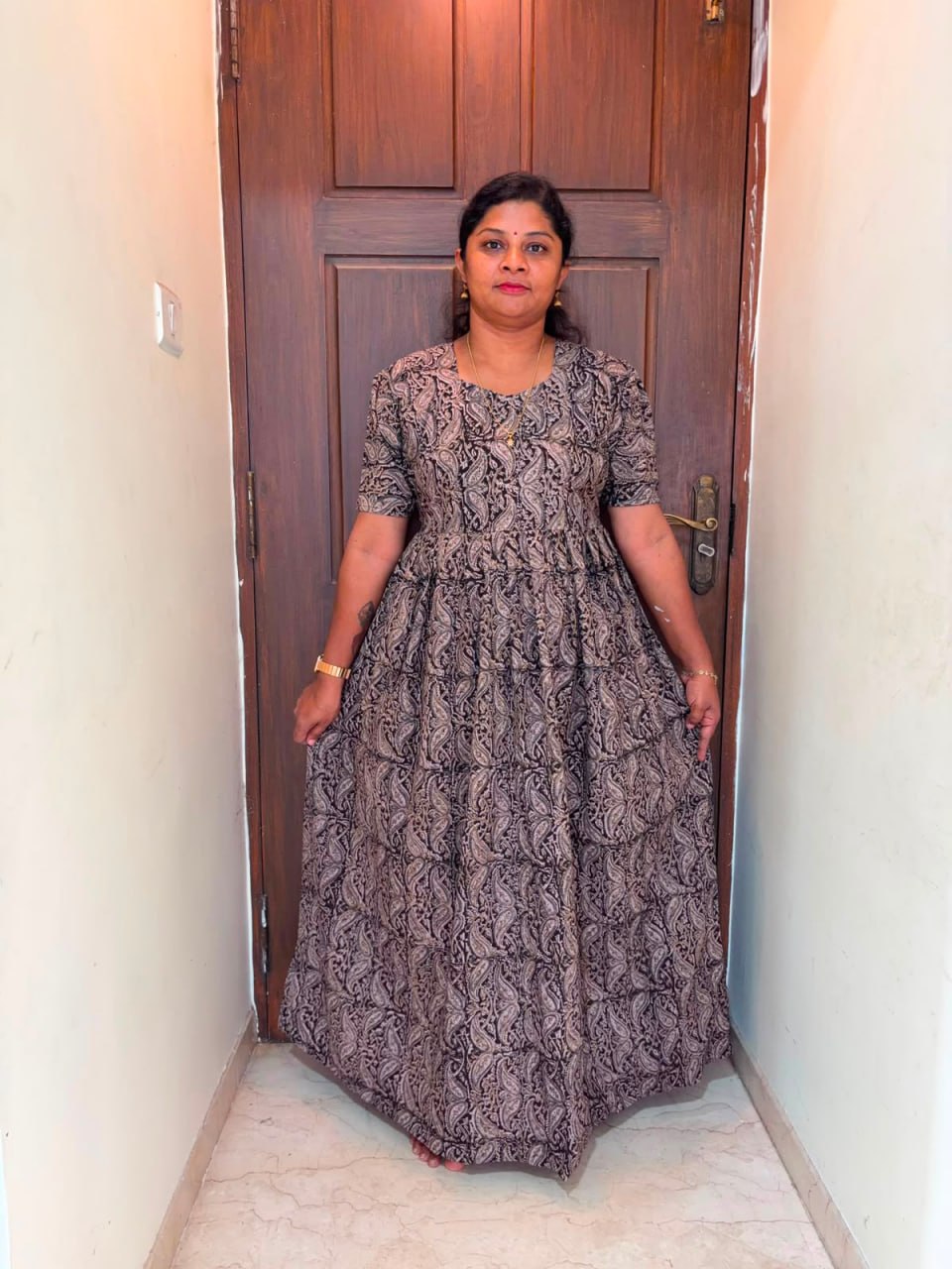MFS 300 Peacock Height Kalamkari maxi frock YY1 YY2