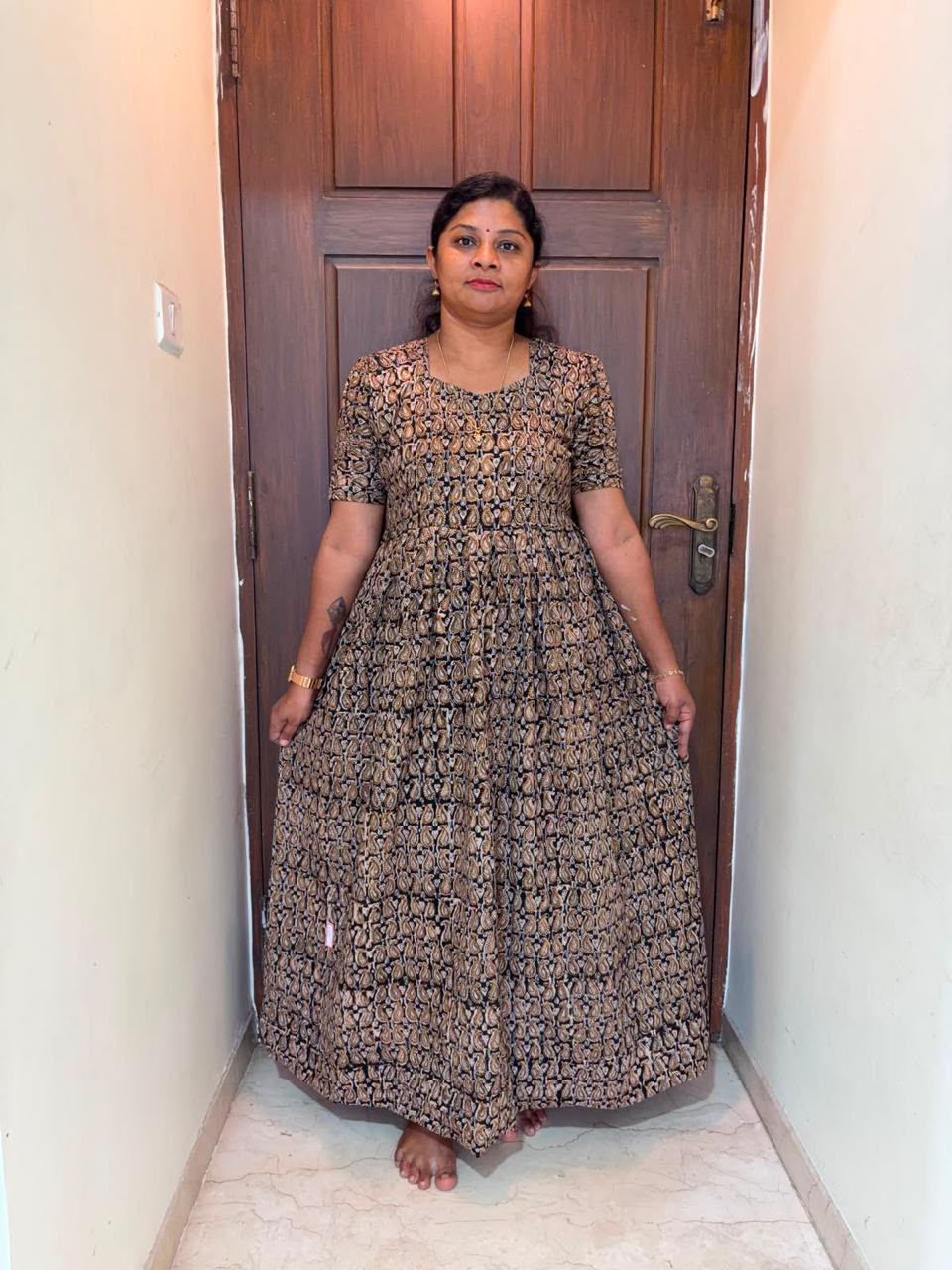MFS 486 Peacock Height Kalamkari maxi frock YY1 YY2