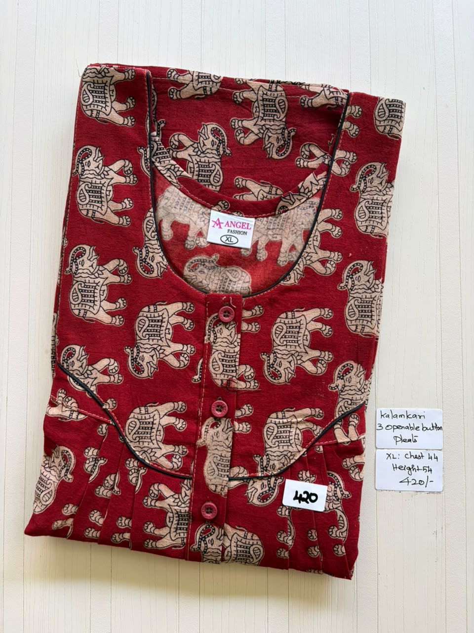 AASBP 230 Peacock Pleats Kalamkari Nighty BP CPS