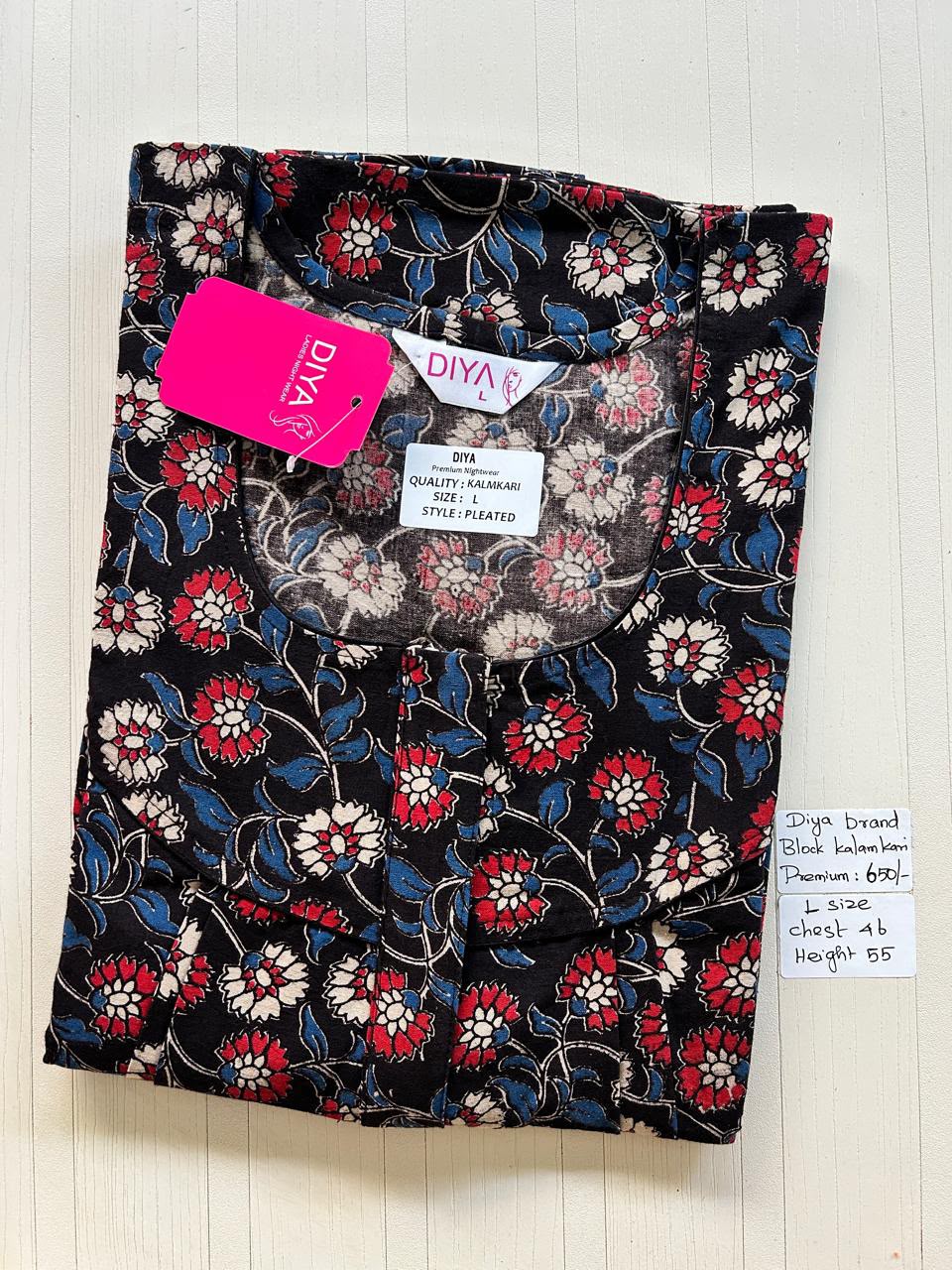 AKS054 Height Block Kalamkari peacock Pleats zip DD